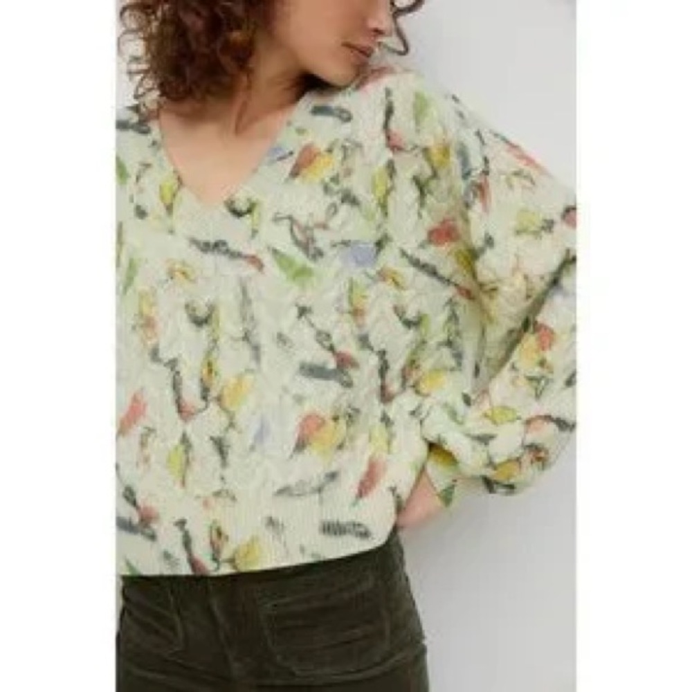 Anthropologie | Catch of the Day Cable Knit 100% Wool Sweater